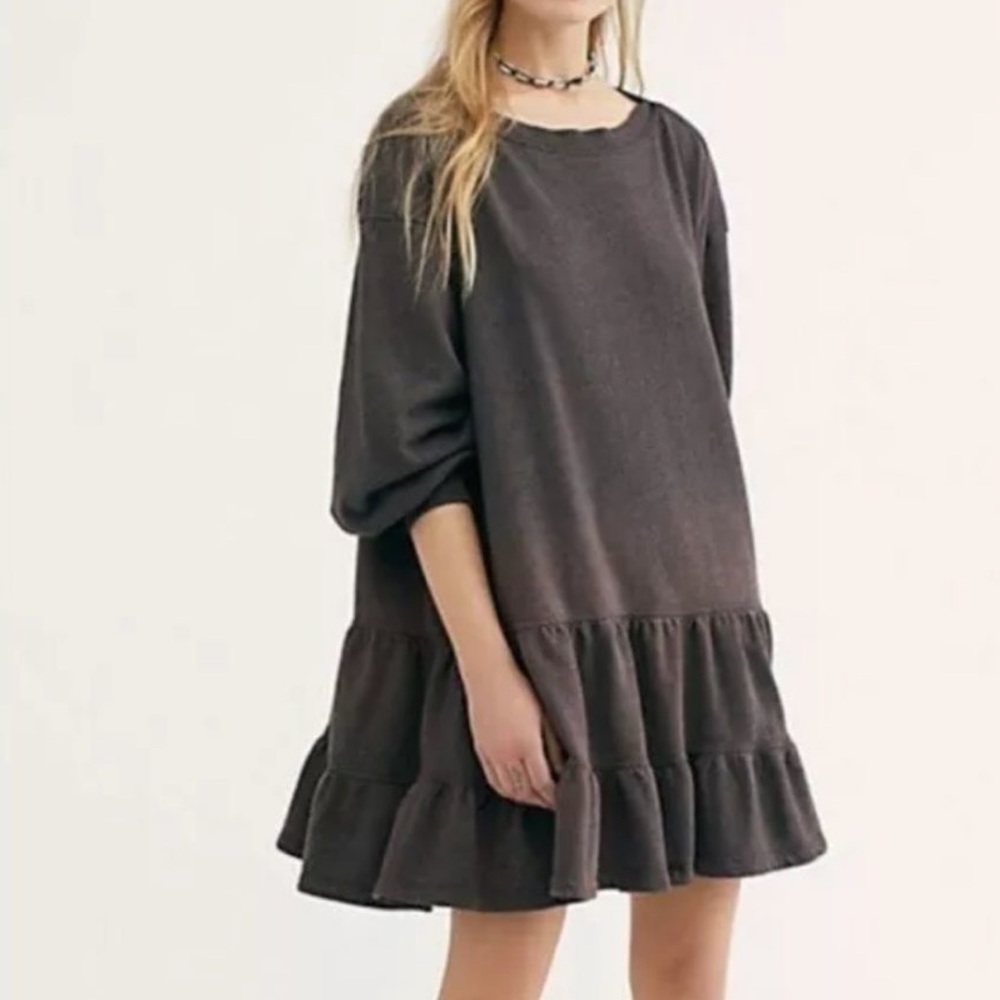 Free People Ruffle Sweatshirt Dress